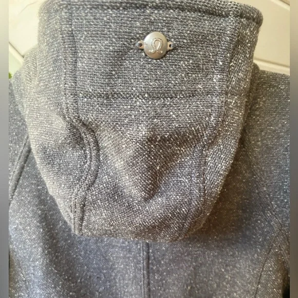 Lululemon Apres Sport Tweed Jacket Long Soft Fleece Hooded Gray Size 6 - Picture 5 of 14